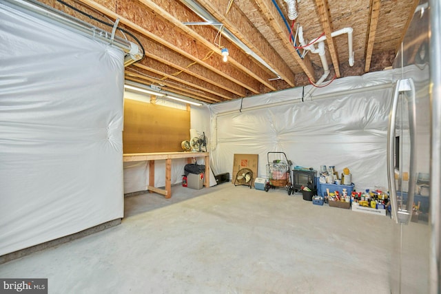 view of unfinished basement