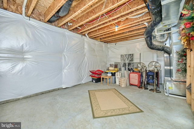 view of unfinished basement