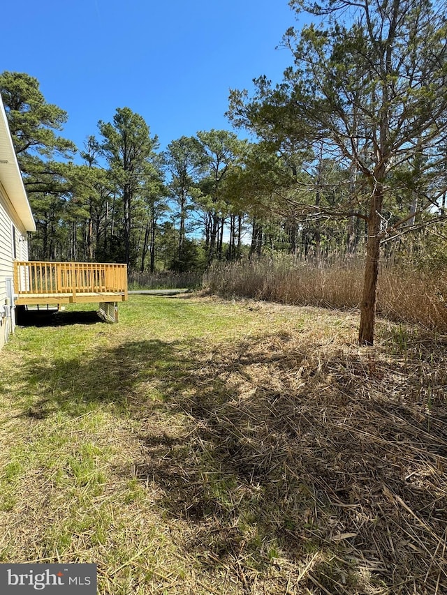 view of yard with a deck