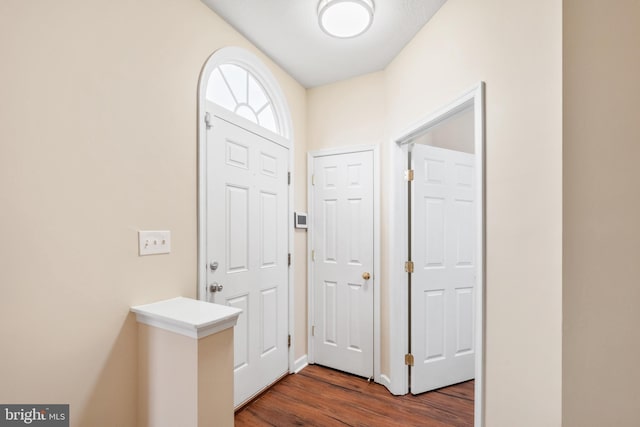 entrance foyer with dark wood-style floors