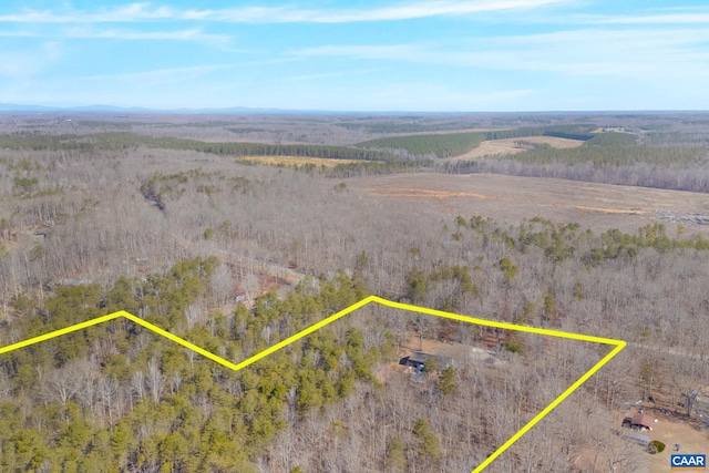 birds eye view of property featuring a rural view