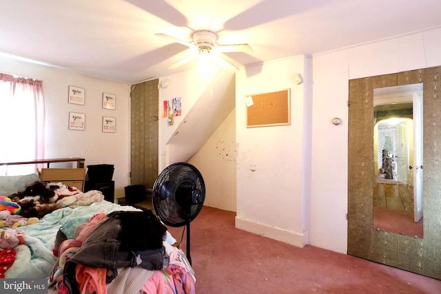 bedroom with carpet and ceiling fan