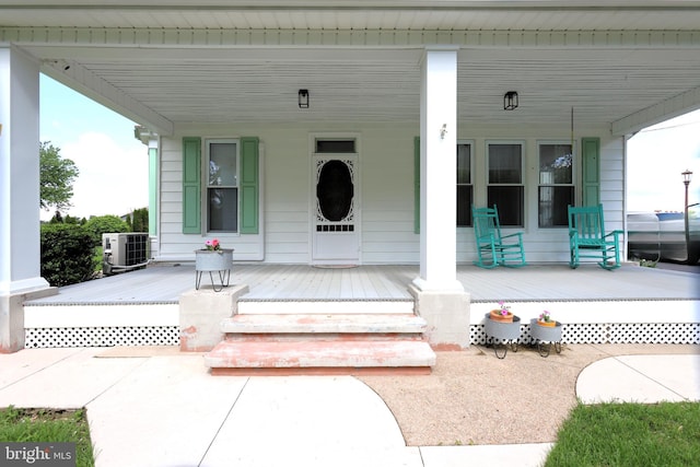 1640 Woodstock Rd, Fayetteville, PA 17222 - entrance to property featuring a porch and central air condition unit