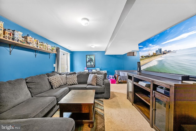 living room featuring carpet