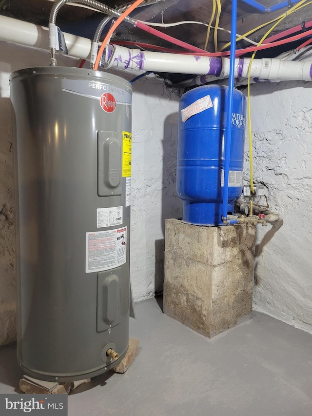 utility room with water heater