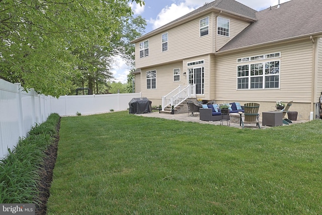1 Longfellow Ln, Hainesport, NJ 08036 - rear view of house featuring an outdoor hangout area and a patio