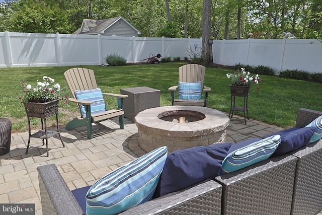 1 Longfellow Ln, Hainesport, NJ 08036 - view of patio featuring an outdoor fire pit