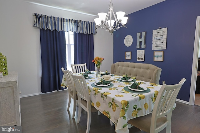 1 Longfellow Ln, Hainesport, NJ 08036 - dining space featuring a chandelier, wood finished floors, and baseboards