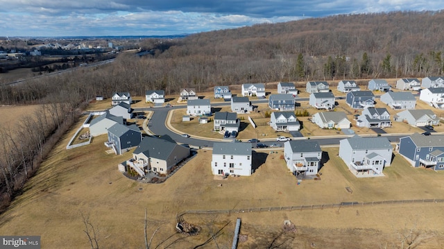 drone / aerial view with a residential view