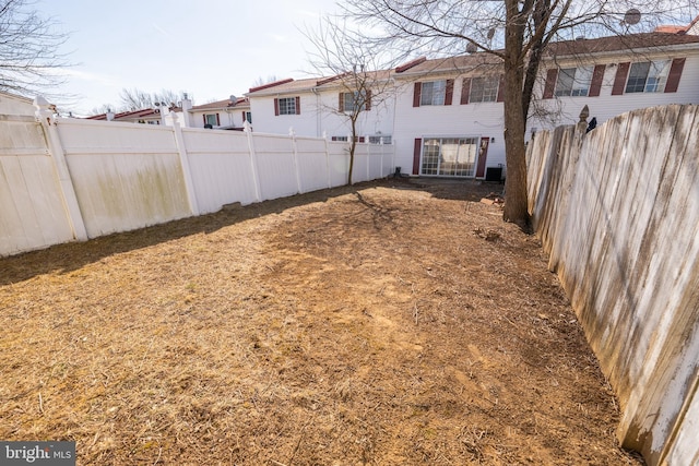 view of yard featuring a fenced backyard