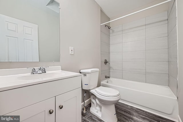 full bathroom with toilet, tub / shower combination, and vanity