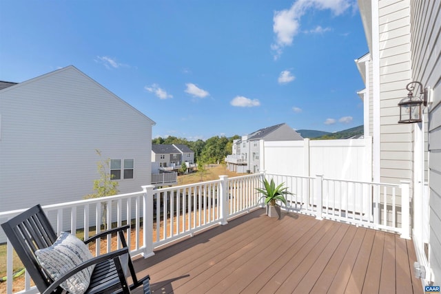 deck with a residential view