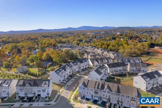 aerial view featuring a residential view and a mountain view