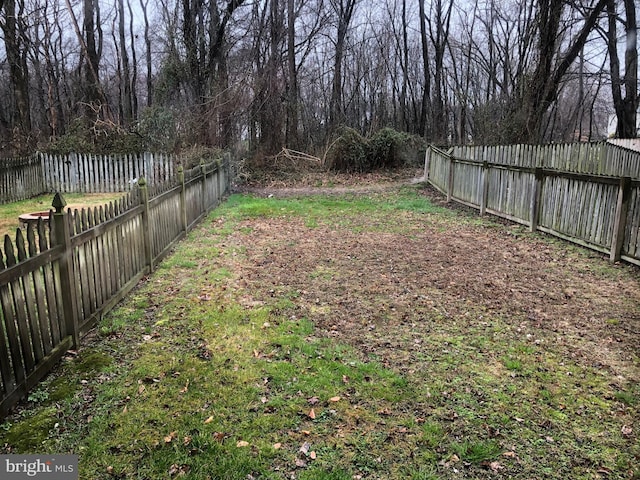 view of yard featuring a fenced backyard