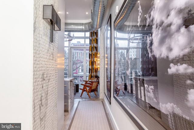 hallway with a high ceiling