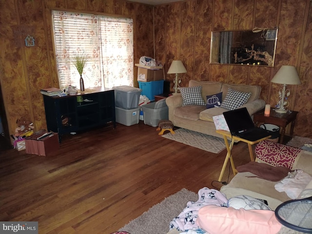 living area featuring wood finished floors