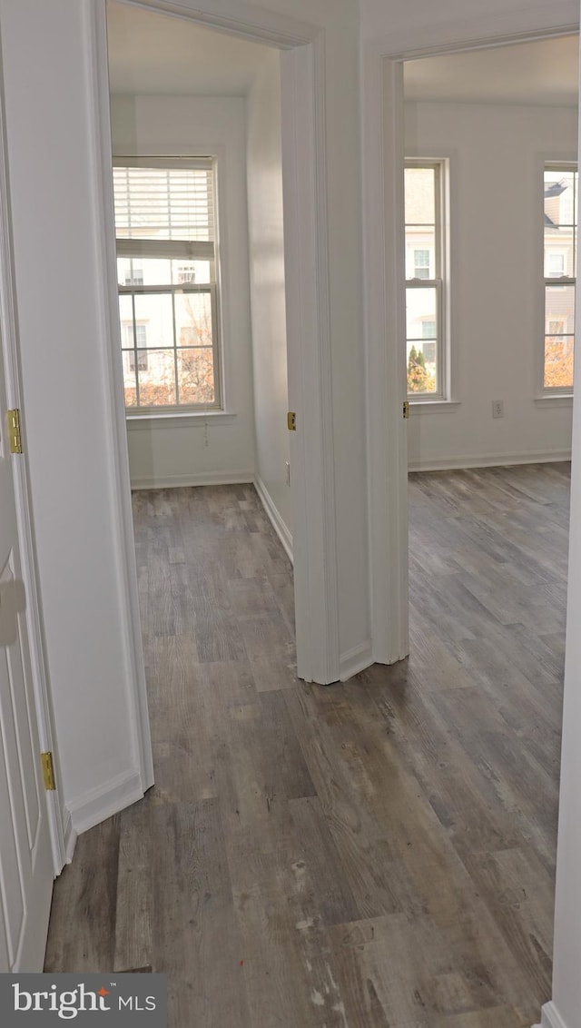 interior space featuring wood finished floors and baseboards