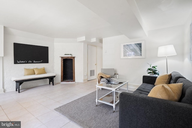 tiled living room with visible vents