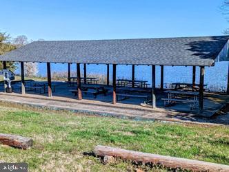 view of dock with a gazebo