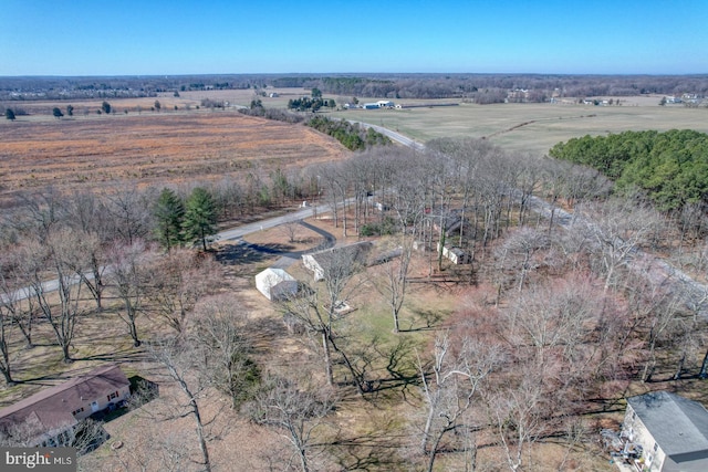 aerial view with a rural view