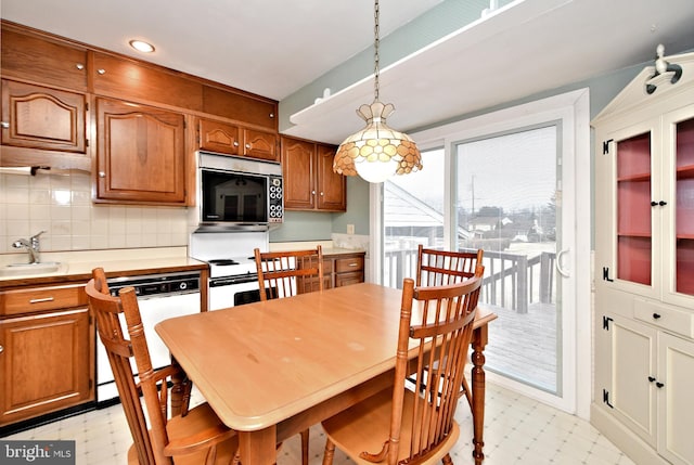 dining room with light floors