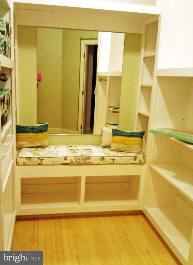 mudroom with light wood finished floors