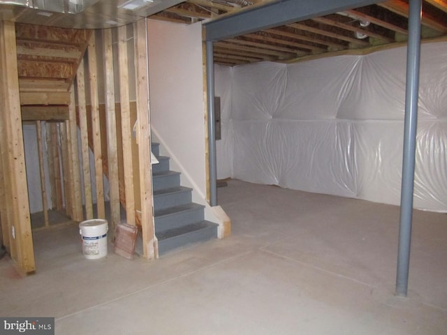 unfinished below grade area with stairs