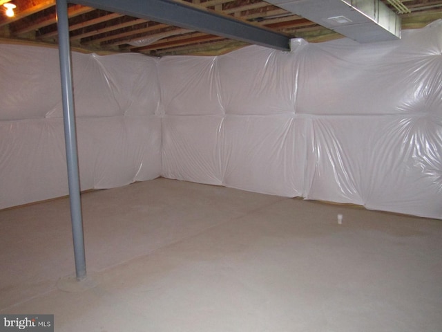 view of unfinished basement