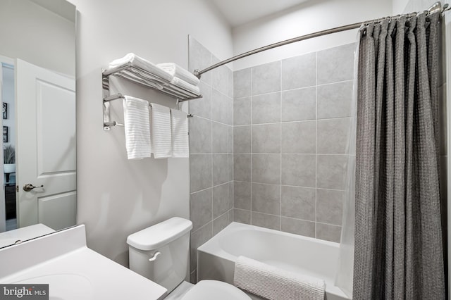 bathroom with toilet and shower / bath combo