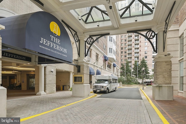 view of road featuring sidewalks and curbs