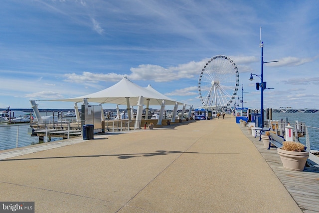 view of dock featuring a water view