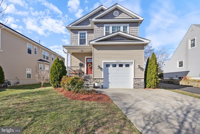 3520 Tyler St, Falls Church, VA 22041 - craftsman inspired home with a garage, concrete driveway, and a front lawn