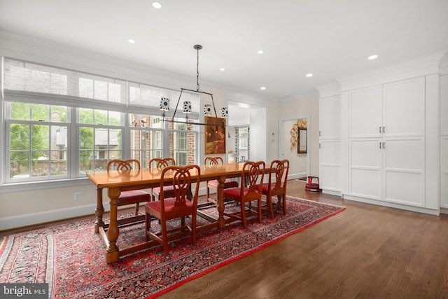 809 Cornell St, Fredericksburg, VA 22401 - dining room with crown molding, recessed lighting, baseboards, and wood finished floors