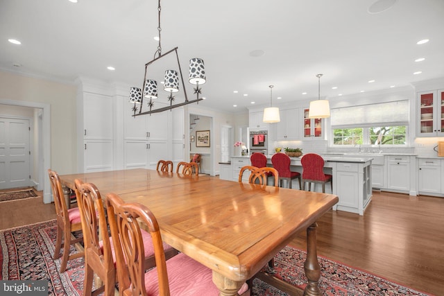 809 Cornell St, Fredericksburg, VA 22401 - dining room with recessed lighting, ornamental molding, and light wood-style flooring