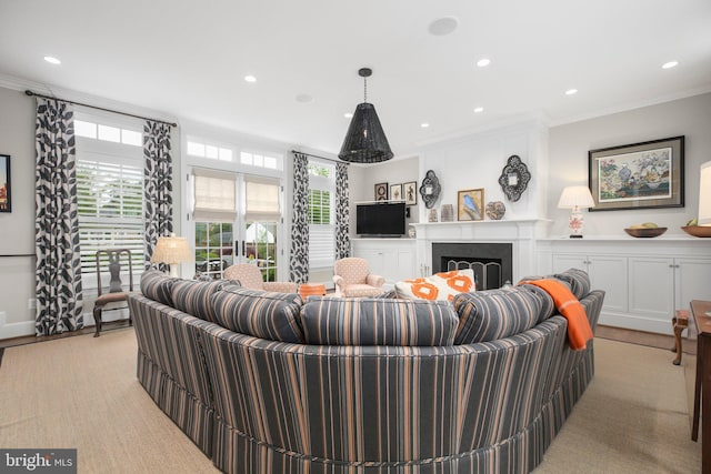 809 Cornell St, Fredericksburg, VA 22401 - living room featuring recessed lighting, plenty of natural light, and ornamental molding