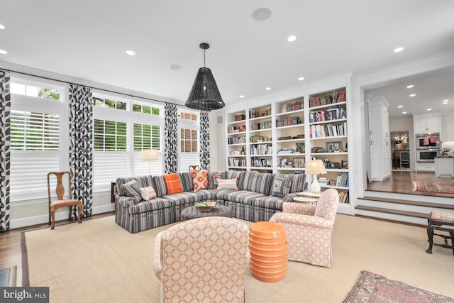 809 Cornell St, Fredericksburg, VA 22401 - living room featuring crown molding and recessed lighting