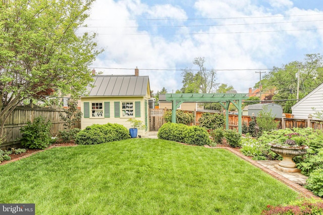 809 Cornell St, Fredericksburg, VA 22401 - view of yard with a pergola, fence, and an outdoor structure