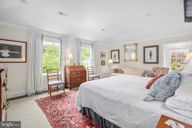 809 Cornell St, Fredericksburg, VA 22401 - bedroom with baseboards, visible vents, ornamental molding, and carpet