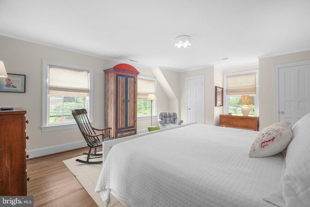 809 Cornell St, Fredericksburg, VA 22401 - bedroom featuring crown molding, baseboards, wood finished floors, and multiple windows