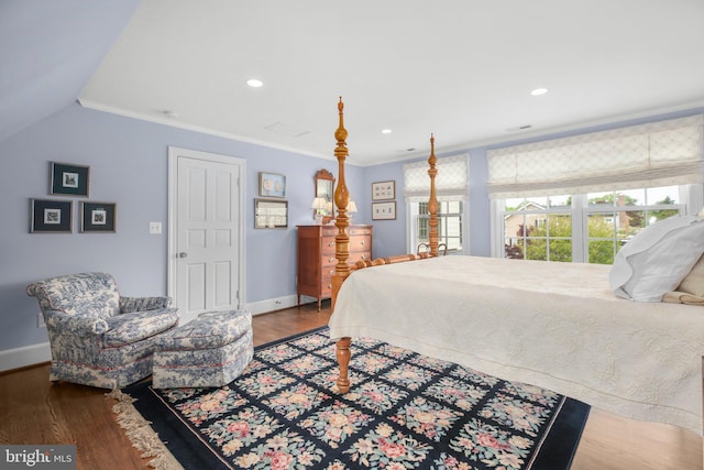 809 Cornell St, Fredericksburg, VA 22401 - bedroom with baseboards, ornamental molding, recessed lighting, and wood finished floors