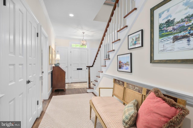 809 Cornell St, Fredericksburg, VA 22401 - entrance foyer featuring recessed lighting, wood finished floors, and stairway