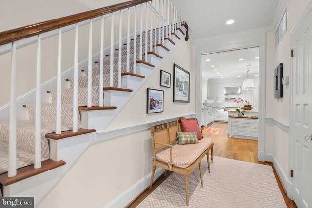 809 Cornell St, Fredericksburg, VA 22401 - stairs featuring recessed lighting, wood finished floors, and visible vents
