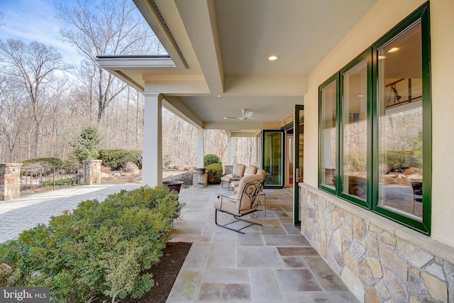 view of patio / terrace with a ceiling fan