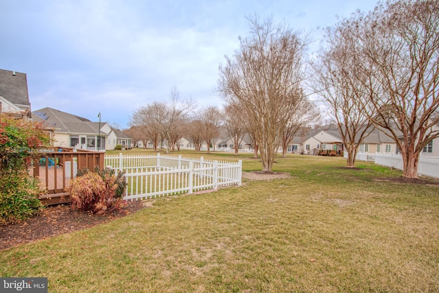 view of yard featuring a residential view and fence