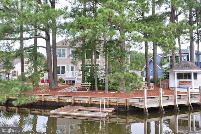 view of dock featuring a water view