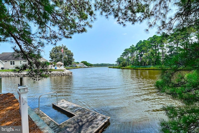 view of dock featuring a water view