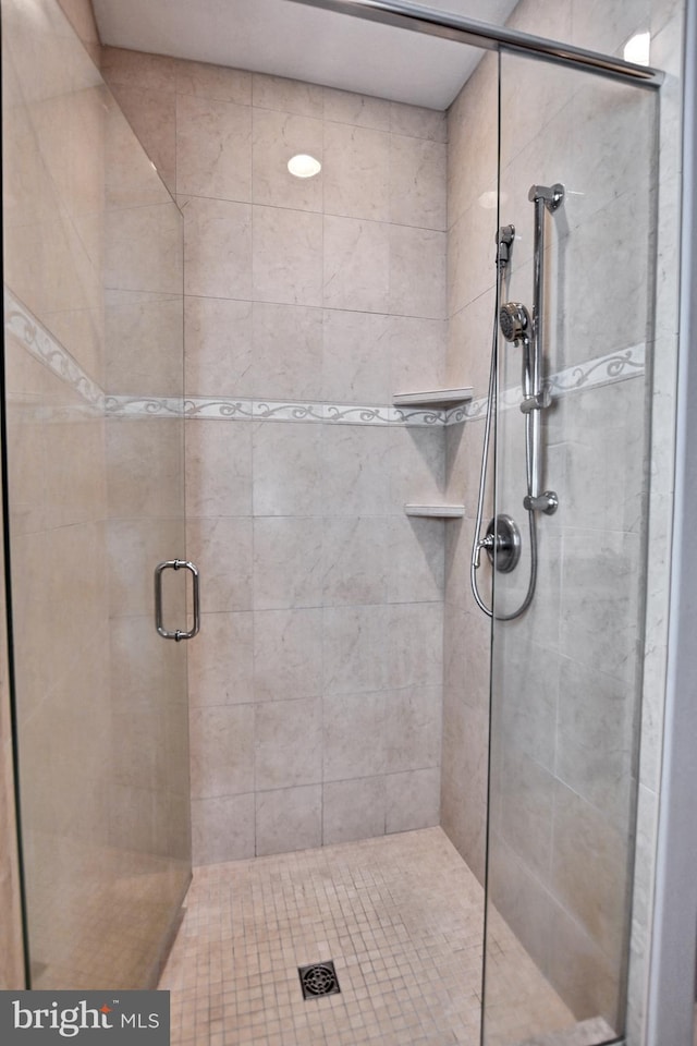 bathroom featuring a shower stall