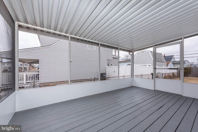 view of unfurnished sunroom