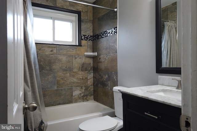 4136 E Capitol St NE, Washington, DC 20019 - full bath featuring vanity, shower / bathtub combination with curtain, and toilet