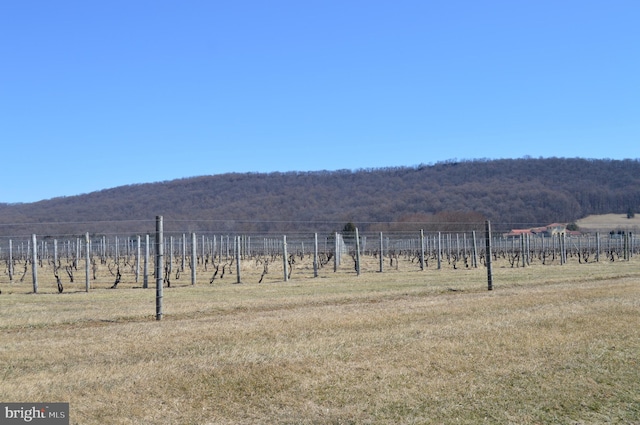 view of yard featuring fence and a rural view